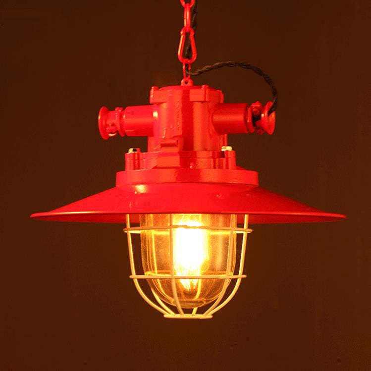 Industrial Vintage Blast Iron Cage Pendant