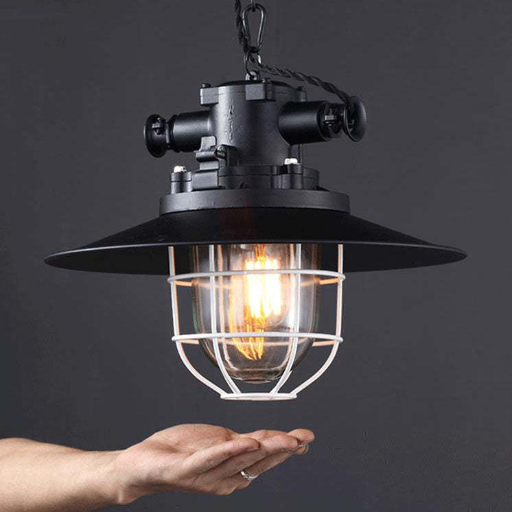 Industrial Vintage Blast Iron Cage Pendant