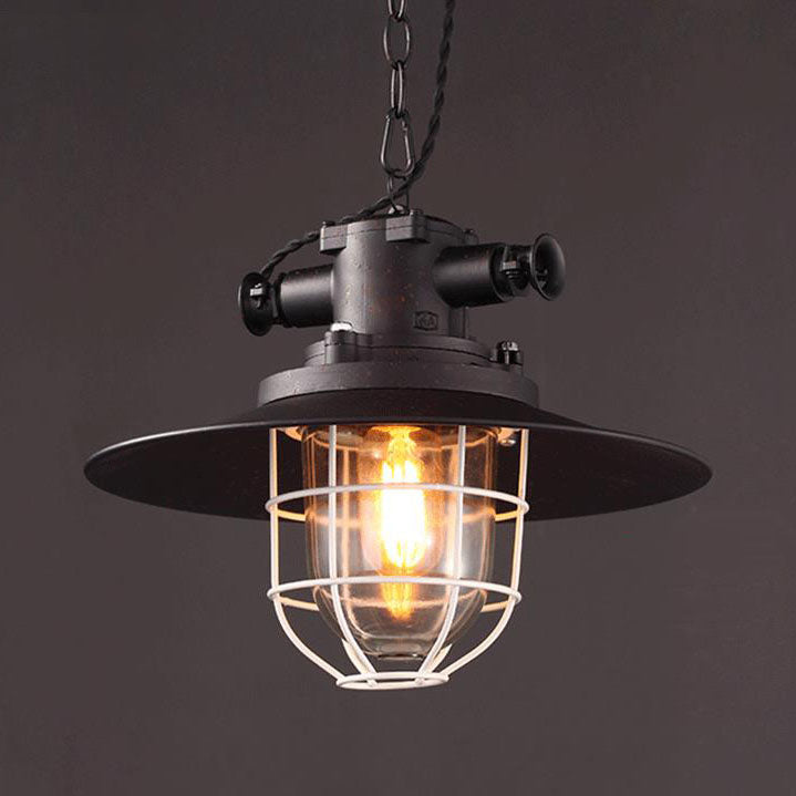 Vintage blast cage red pendant lighting — Matte Black / 220V-240V (UK/AU