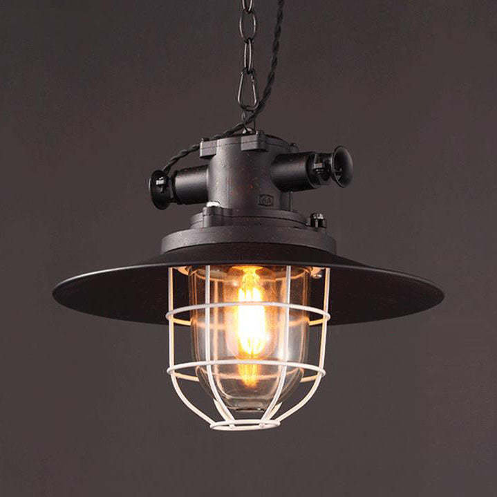 Industrial Vintage Blast Iron Cage Pendant