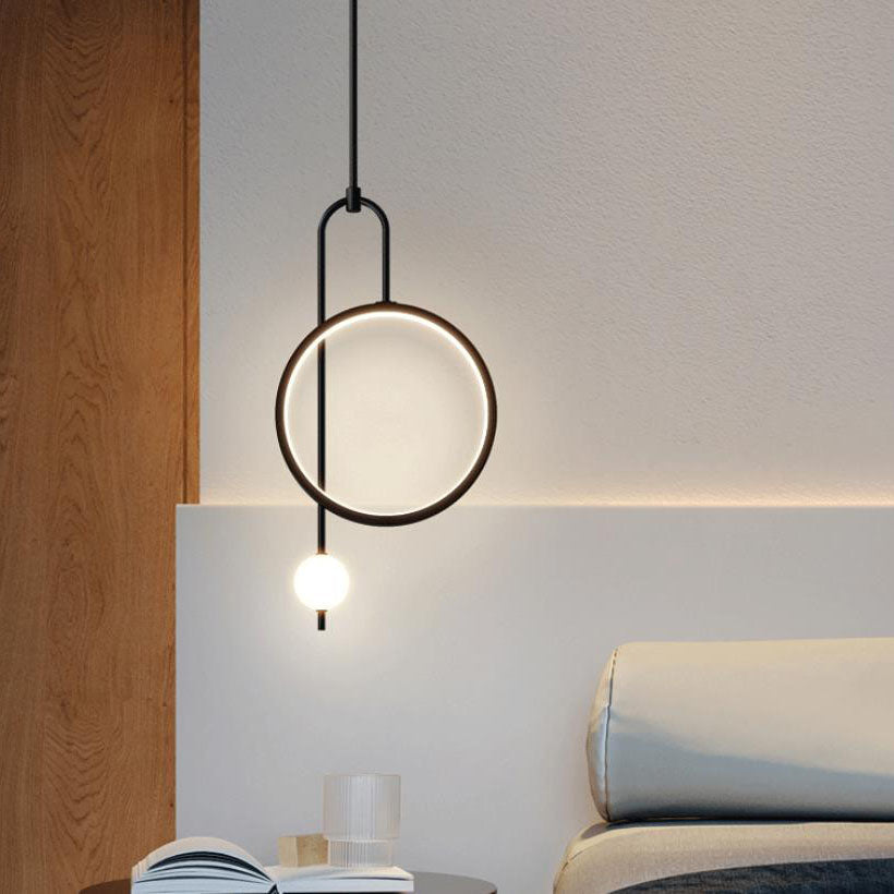 Luxury circular black acrylic chandeliers, Lighom — Warm White (3000K) / Left / Brushed Gold
