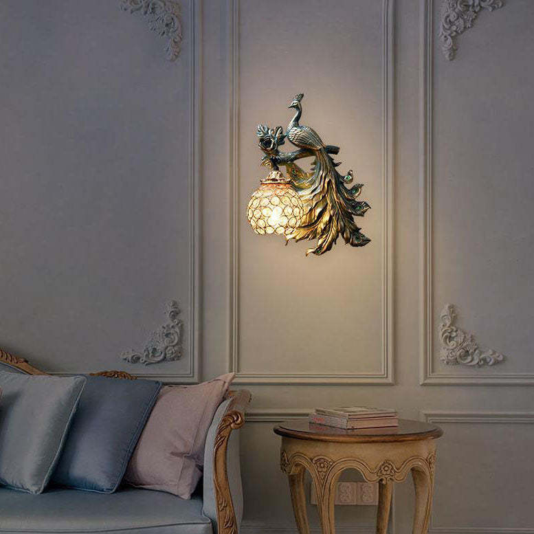 Lighom modern peacock decor bronze wall sconces