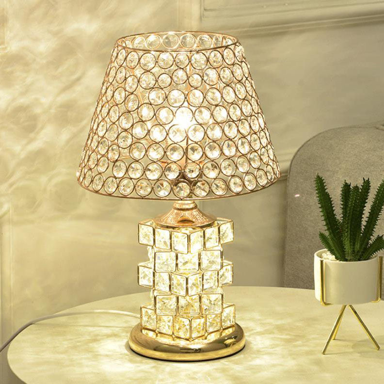 Nordic Luxury Crystal Cone Geometric Table Lamp — Remote Control Switch / C / 110V-120V For US/CA
