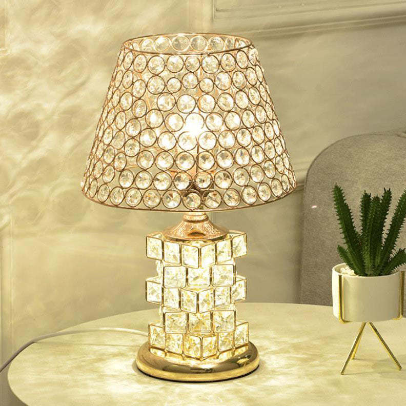 Nordic Luxury Crystal Cone Geometric Table Lamp — Remote Control Switch / C / 110V-120V For US/CA
