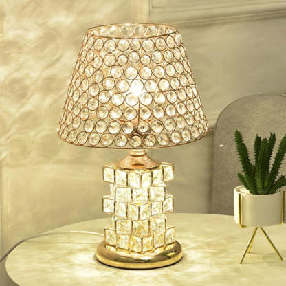 Nordic Luxury Crystal Cone Geometric Table Lamp — Remote Control Switch / C / 110V-120V For US/CA