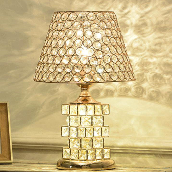 Nordic Luxury Crystal Cone Geometric Table Lamp — Remote Control Switch / C / 220V-240V For UK/AU