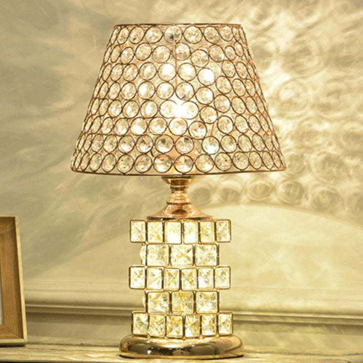 Nordic Luxury Crystal Cone Geometric Table Lamp — Remote Control Switch / C / 220V-240V For UK/AU
