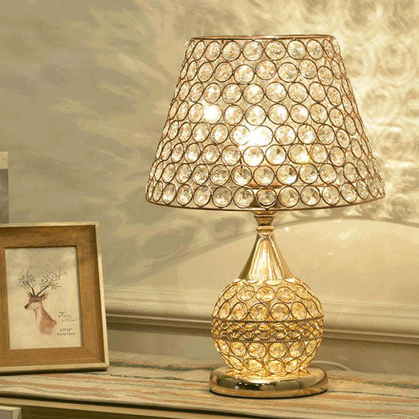 Nordic Luxury Crystal Cone Geometric Table Lamp — Push Button Switch / B / 110V-120V For US/CA