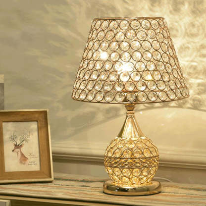 Nordic Luxury Crystal Cone Geometric Table Lamp — Push Button Switch / B / 110V-120V For US/CA