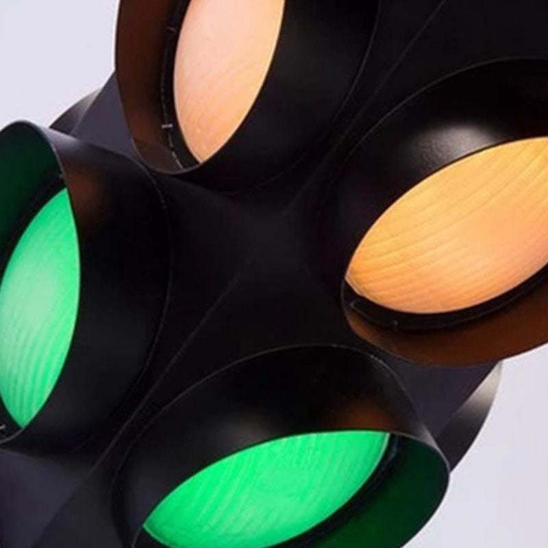 Retro Industrial Traffic Light Iron Glass Pendant