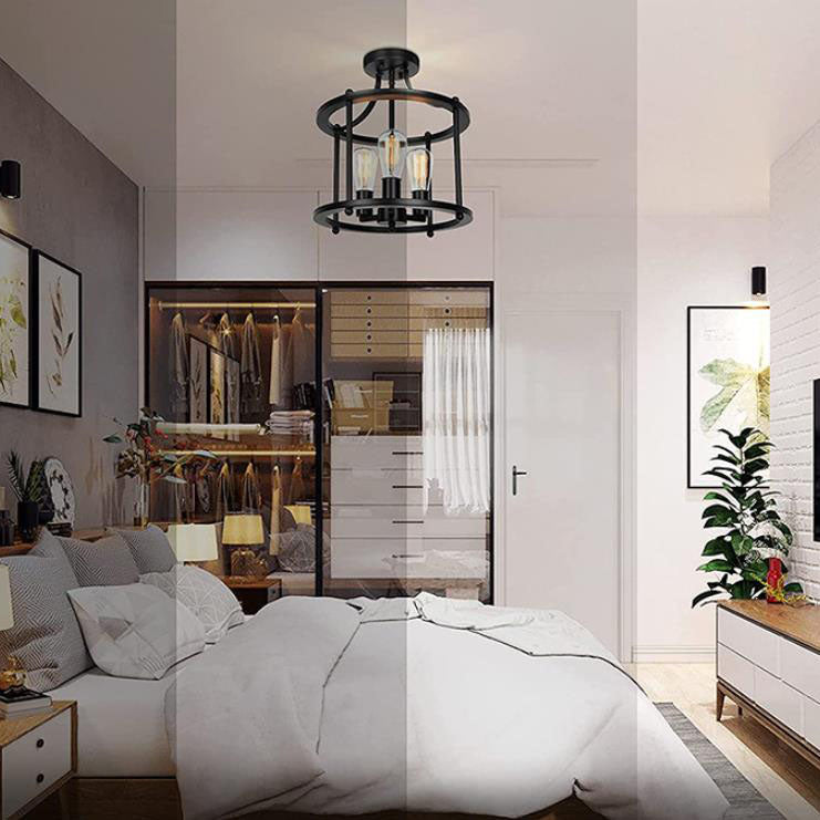 Industrial Vintage Round Drum Ceiling Light