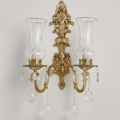 Vintage French Crystal Candelabra Brass 1/2 Light Wall Sconce Lamp