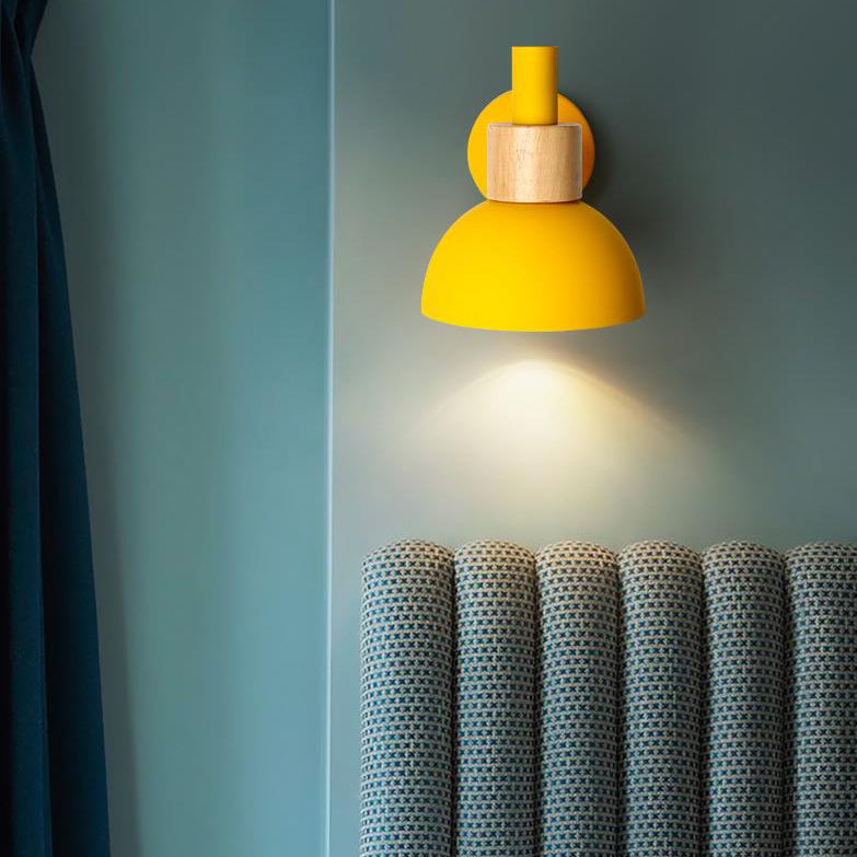 Modern Macaron Wood Iron Wall Sconce