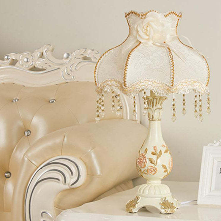 European Retro Carved Resin Fabric Alloy Lamp — D / Push Button Switch / 220V-240V For UK/AU