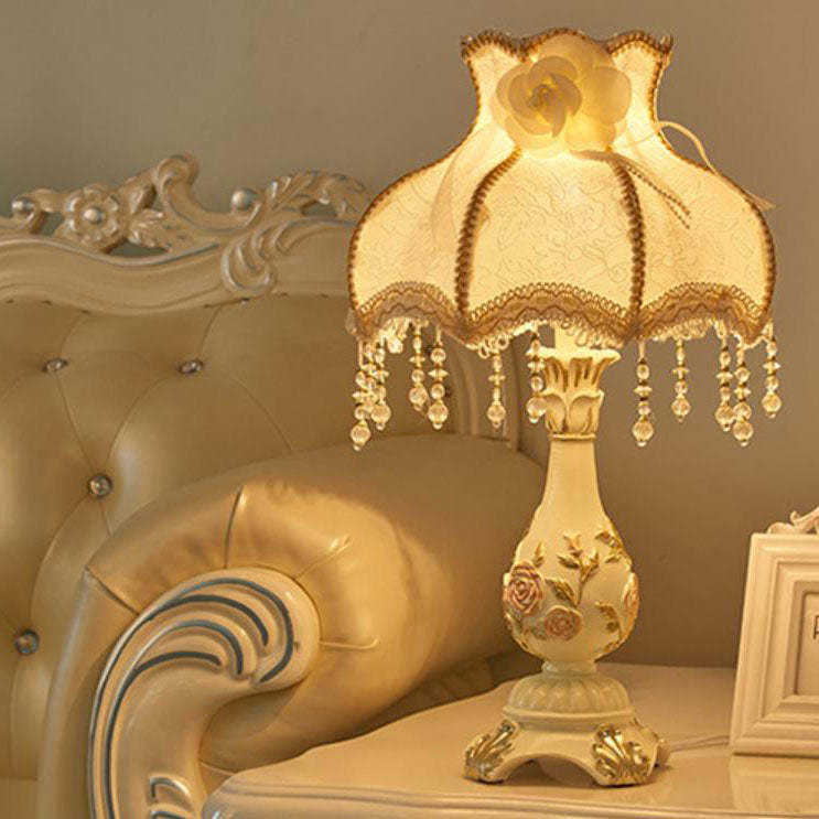 European Retro Carved Resin Fabric Alloy Lamp — D / Dimmer Switch / 220V-240V For UK/AU