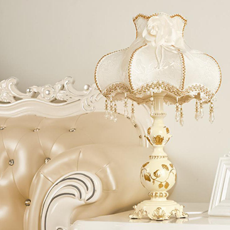 European Retro Carved Resin Fabric Alloy Lamp — D / Remote Control Switch / 110V-120V For US/CA