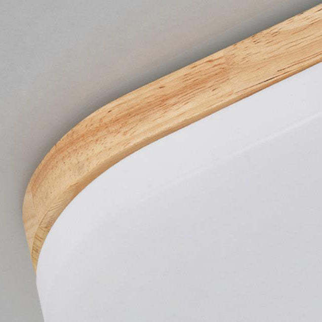 Nordic Solid Wood Rectangular LED Flush Mount Light