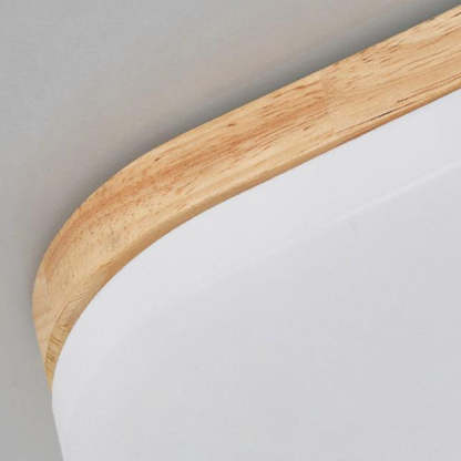 Nordic Solid Wood Rectangular LED Flush Mount Light