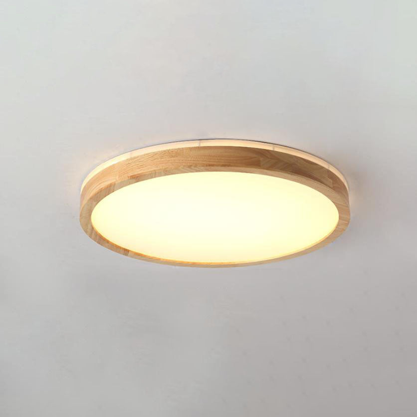 Japanese Minimalist Solid Wood LED Flush Mount Light
