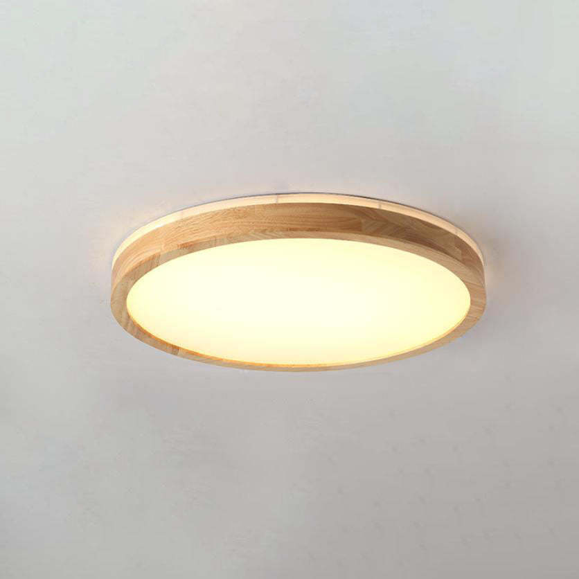 Japanese Minimalist Solid Wood LED Flush Mount Light