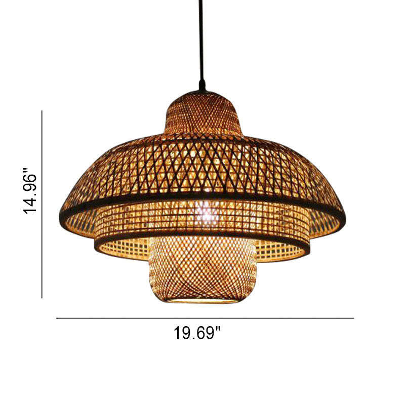 Japanese Vintage Triple Bamboo Pendant Light