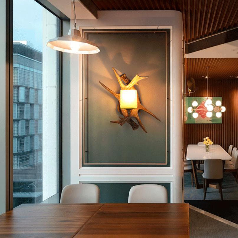Retro antler glass wall sconces for hallway — 110V-120V (US/CA