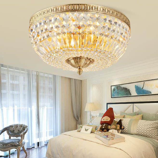 French Vintage Crystal Round 3/5/9-Light Flush Mount
