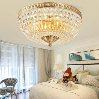 French Vintage Crystal Round 3/5/9-Light Flush Mount