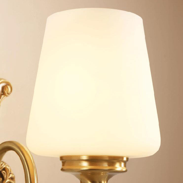European Jade Glass Brass Cone Cup Sconce