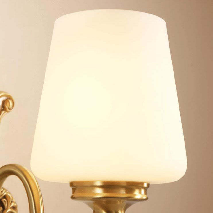 European Jade Glass Brass Cone Cup Sconce