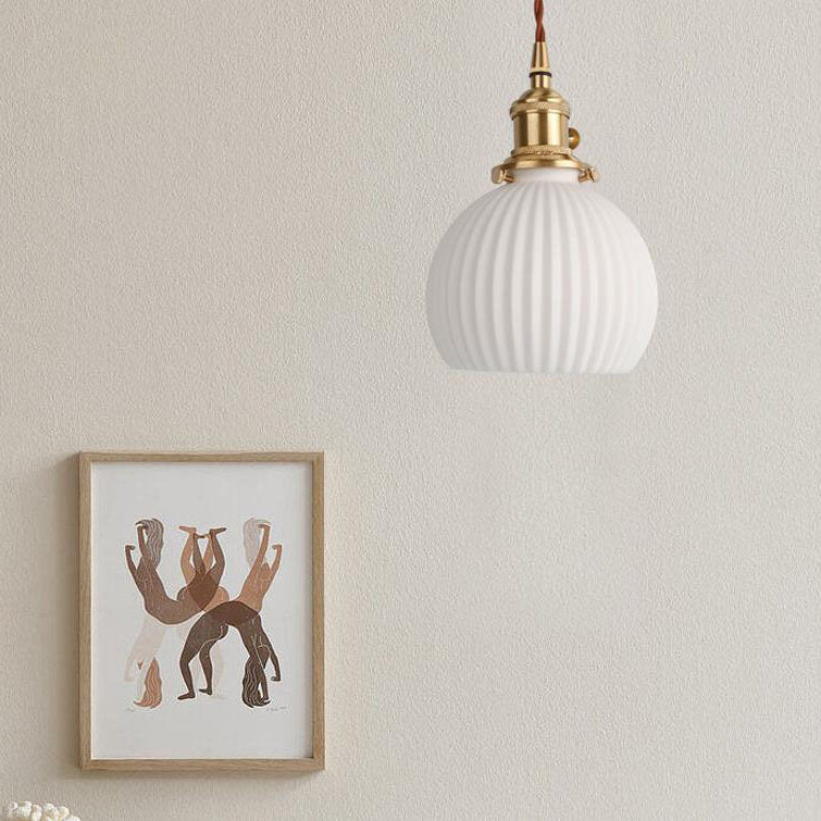 Japanese Minimalist Pure White Ceramic Pendant Light