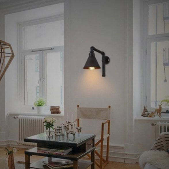 Industrial Vintage Plumbing Cone Iron Sconce — 220V-240V For UK/AU