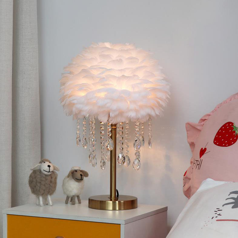 Nordic Feather Crystal Tassel Lamp