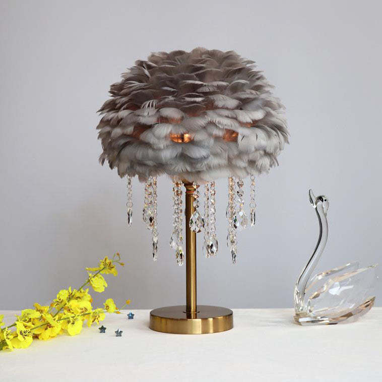 Nordic Feather Crystal Tassel Lamp