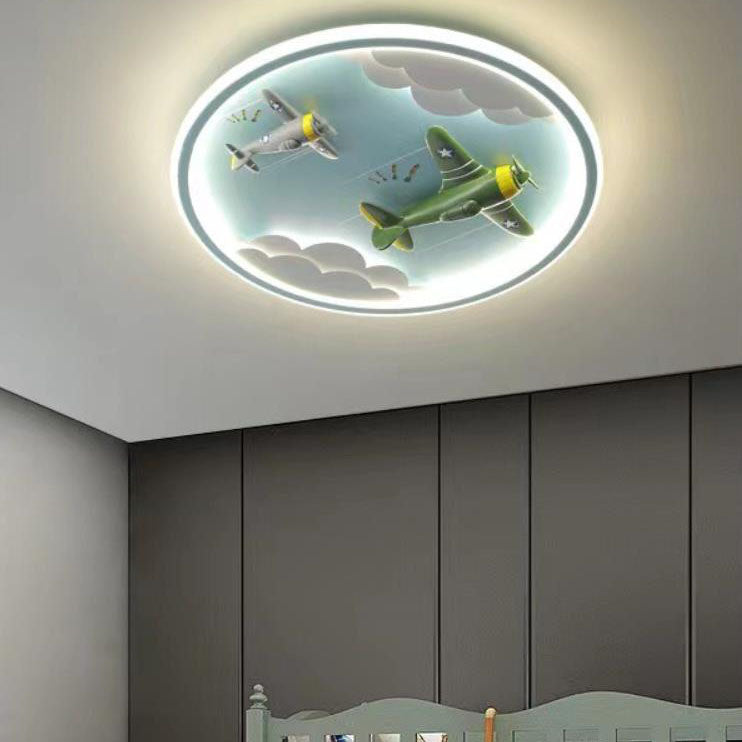 Cartoon Resin Airplane Pegasus Acrylic LED Kids Flush Light