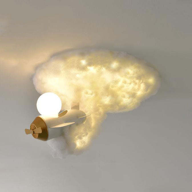 Modern Spray Airplane Cotton Kids Flush Ceiling Light