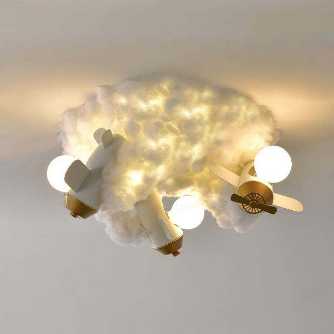 Modern Spray Airplane Cotton Kids Flush Ceiling Light