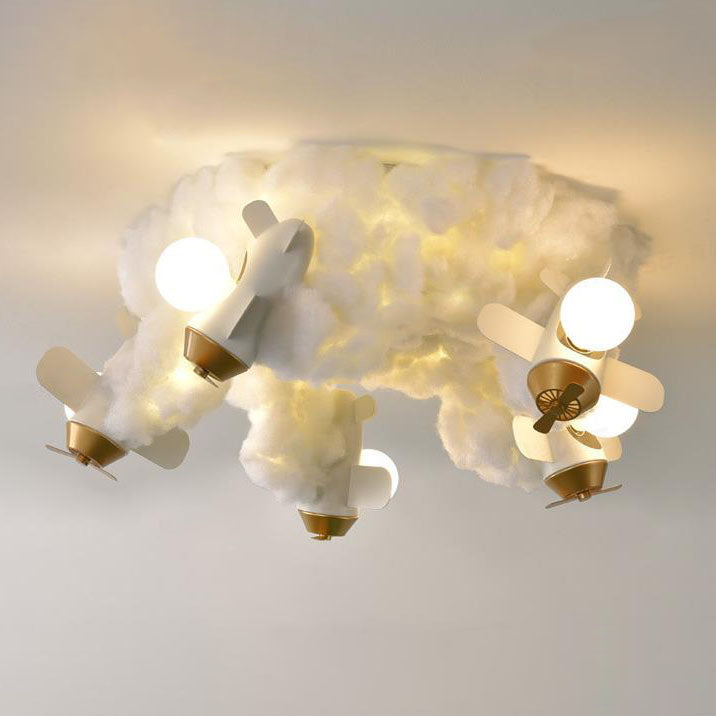 Modern Spray Airplane Cotton Kids Flush Ceiling Light