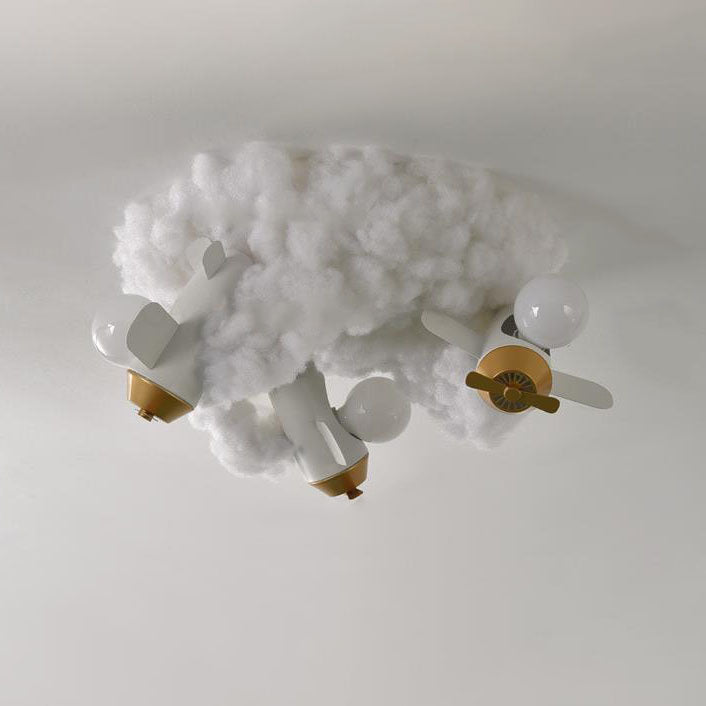 Modern Spray Airplane Cotton Kids Flush Ceiling Light