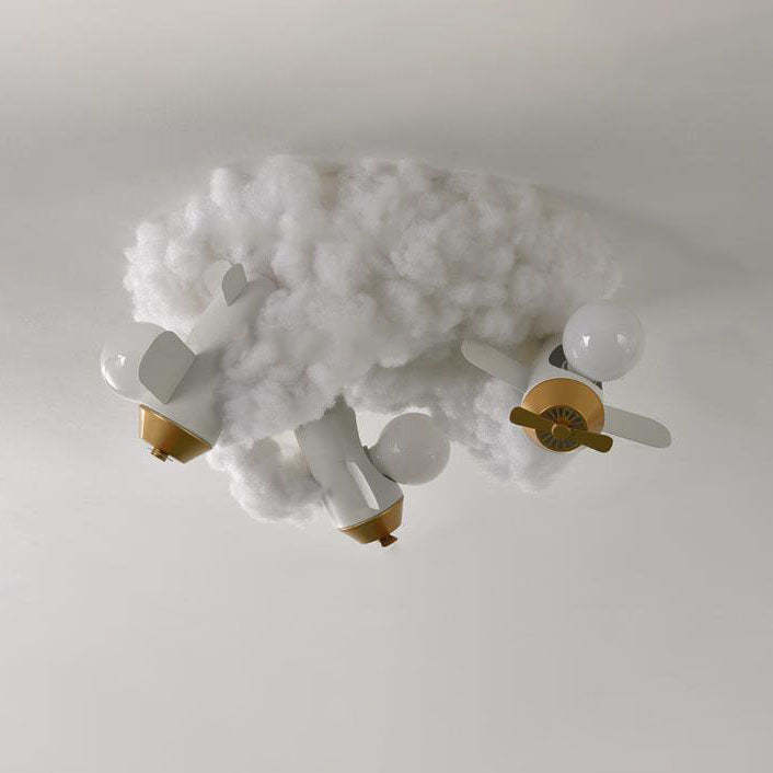 Modern Spray Airplane Cotton Kids Flush Ceiling Light