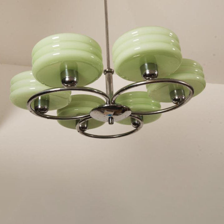 Circle glass iron linen chandeliers for living room