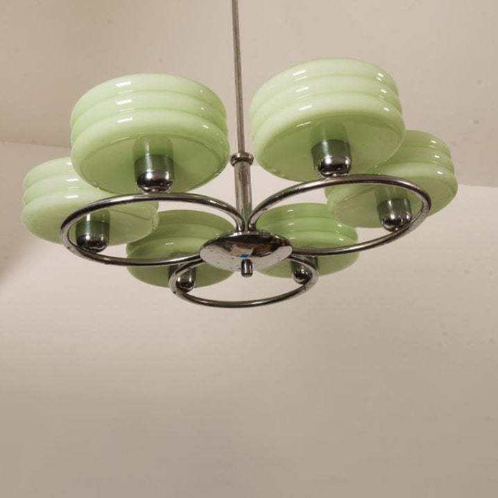 Circle glass iron linen chandeliers for living room