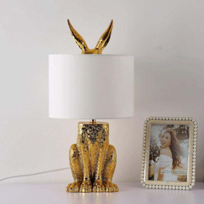 Modern Cylindrical Gold Rabbit Table Lamp