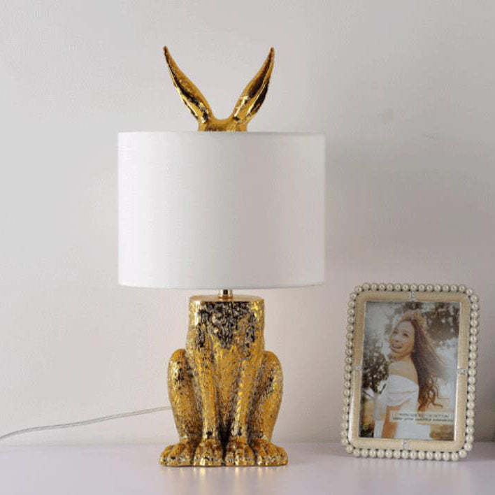 Modern Cylindrical Gold Rabbit Table Lamp