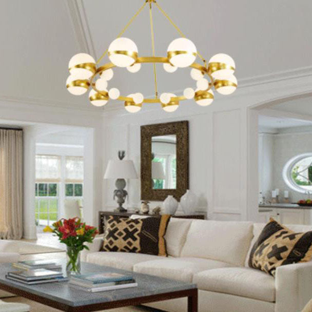Modern Gold Wrought Iron Glass Ball Chandelier — 12 / 110V-120V For US/CA