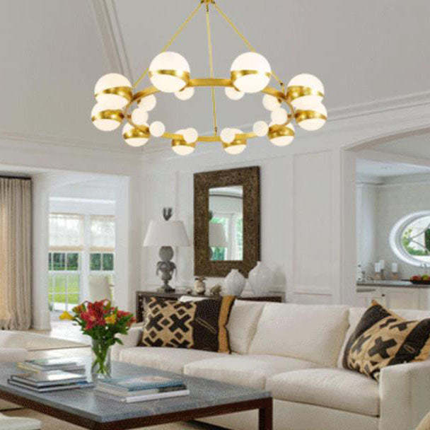 Modern Gold Wrought Iron Glass Ball Chandelier — 12 / 110V-120V For US/CA