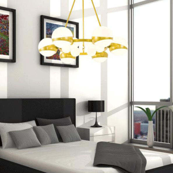 Modern Gold Wrought Iron Glass Ball Chandelier
