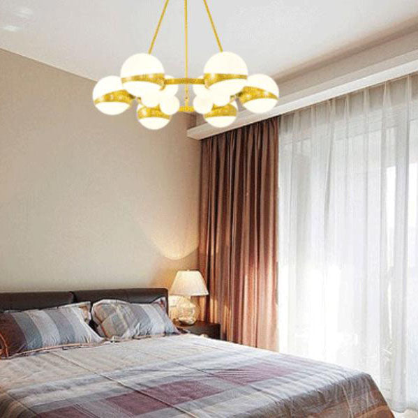 Modern Gold Wrought Iron Glass Ball Chandelier — 20 / 220V-240V For UK/AU