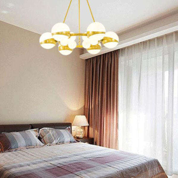 Modern Gold Wrought Iron Glass Ball Chandelier — 20 / 220V-240V For UK/AU