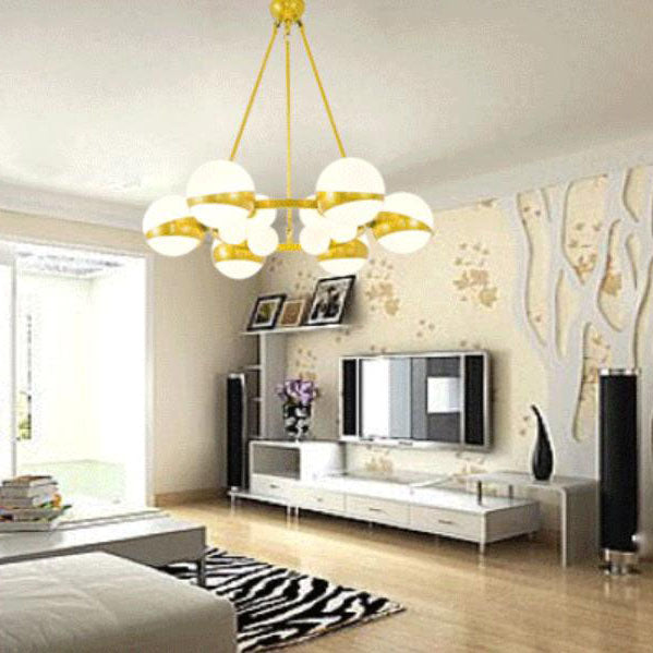 Modern Gold Wrought Iron Glass Ball Chandelier — 20 / 110V-120V For US/CA